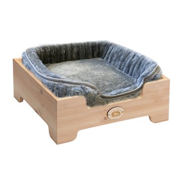 Lovely Nights Wood Collection Natural box met grijze kussen